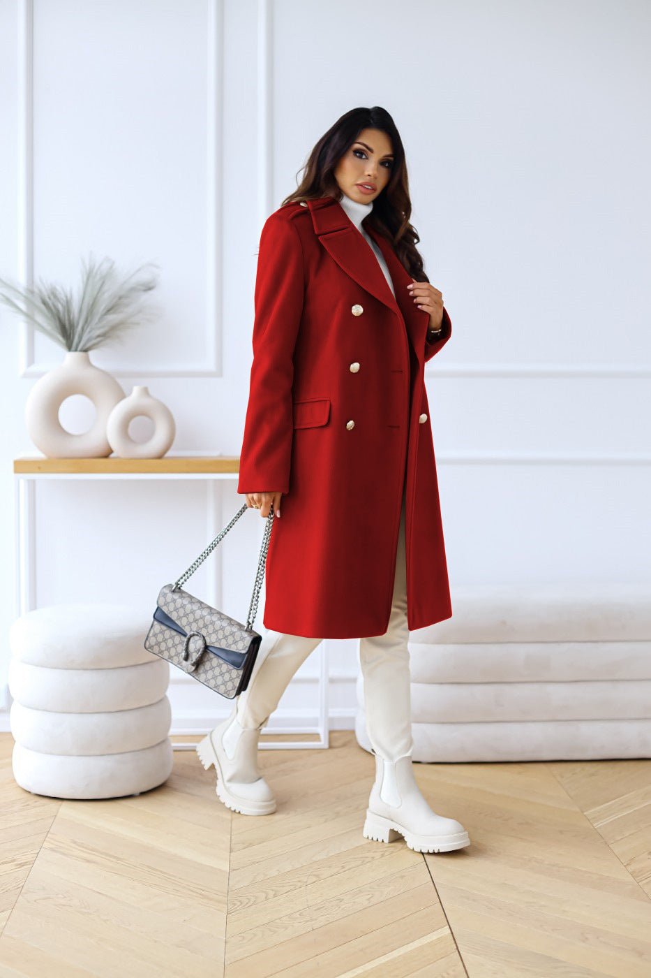 Women's Double-Breasted Wool Coat