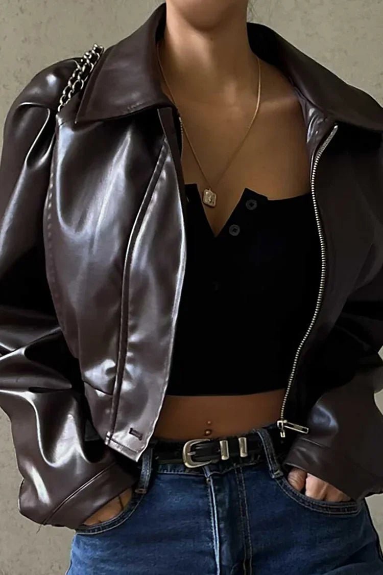 Women's Faux Leather Moto Jacket