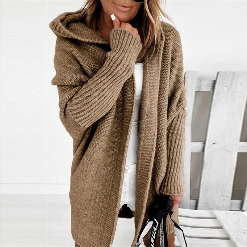 Women's Oversized Knit Cardigan - Khaki