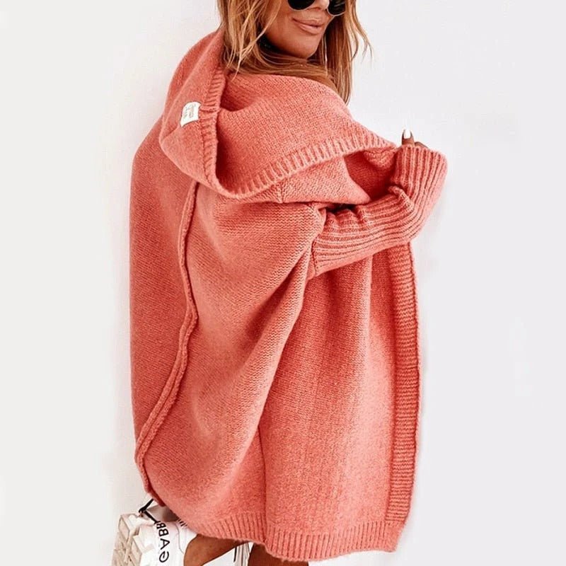 Women's Oversized Knit Cardigan - Orange