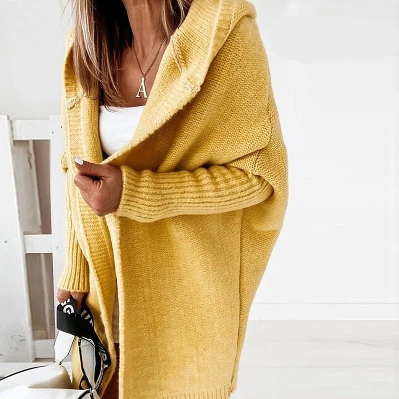Women's Oversized Knit Cardigan - Yellow