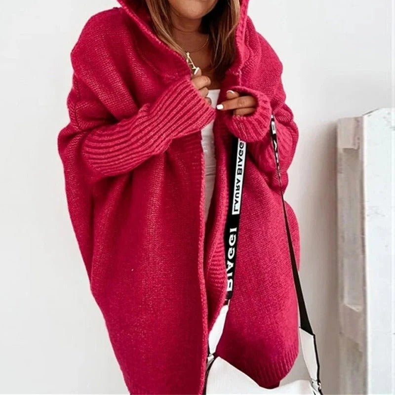 Women's Oversized Knit Cardigan - Red