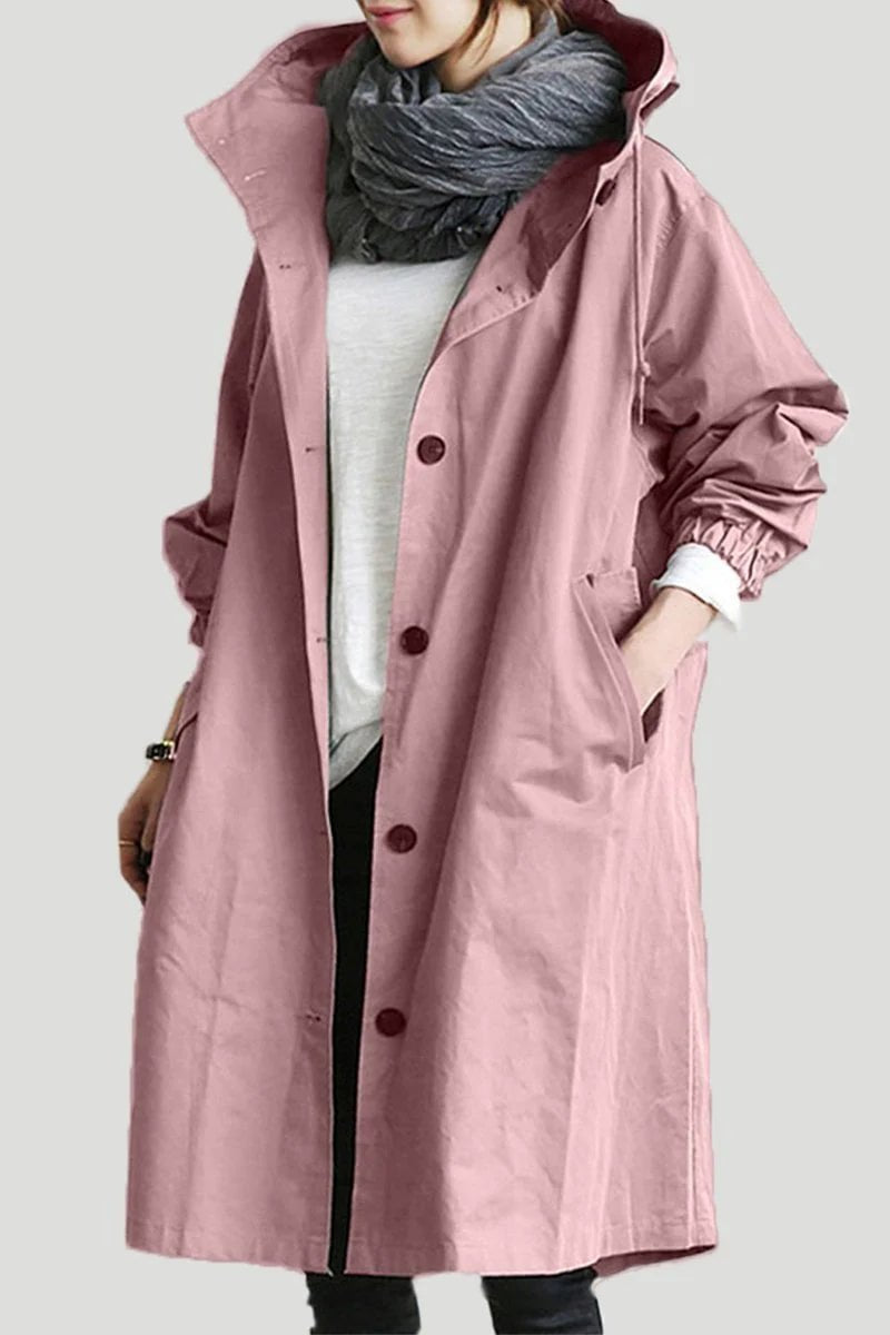 Women's Oversized Midi Trench Coat - Pink
