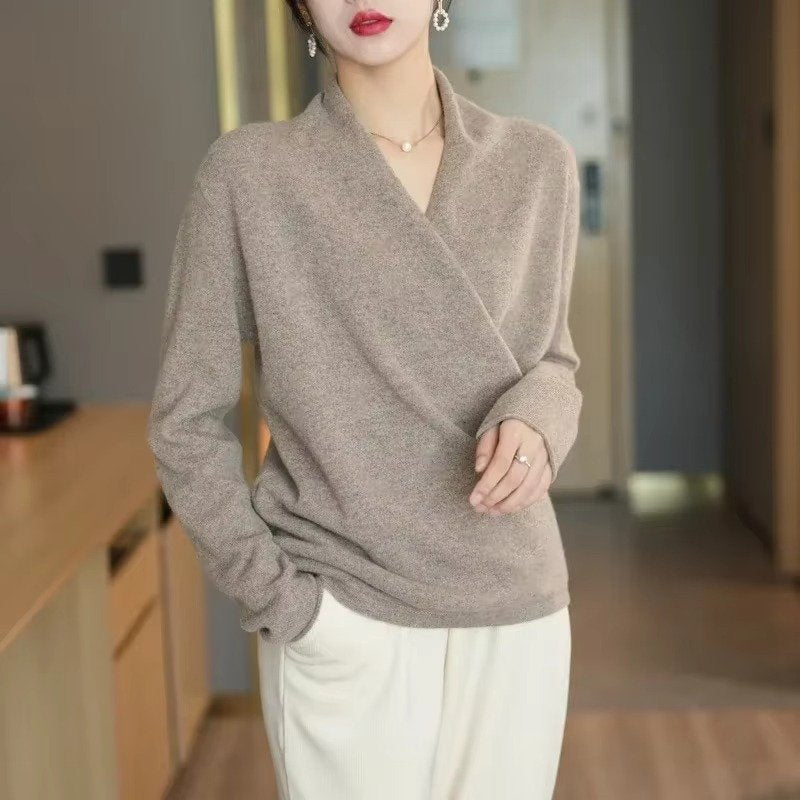 Women's V-Neck Wool Wrap Sweater