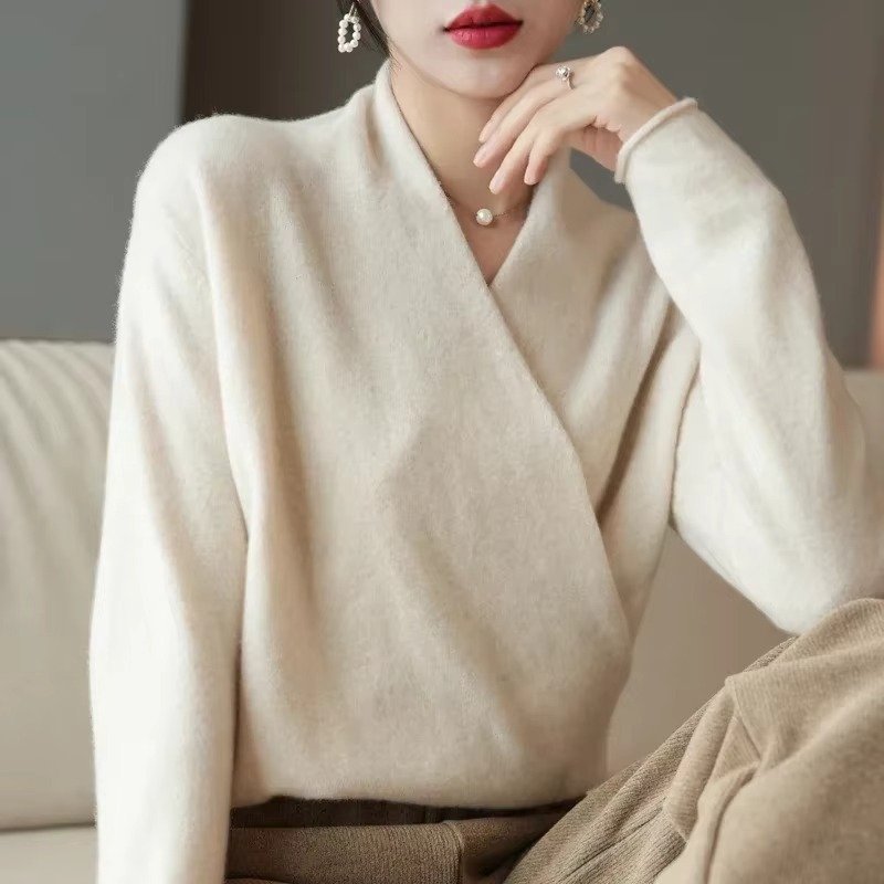 Women's V-Neck Wool Wrap Sweater