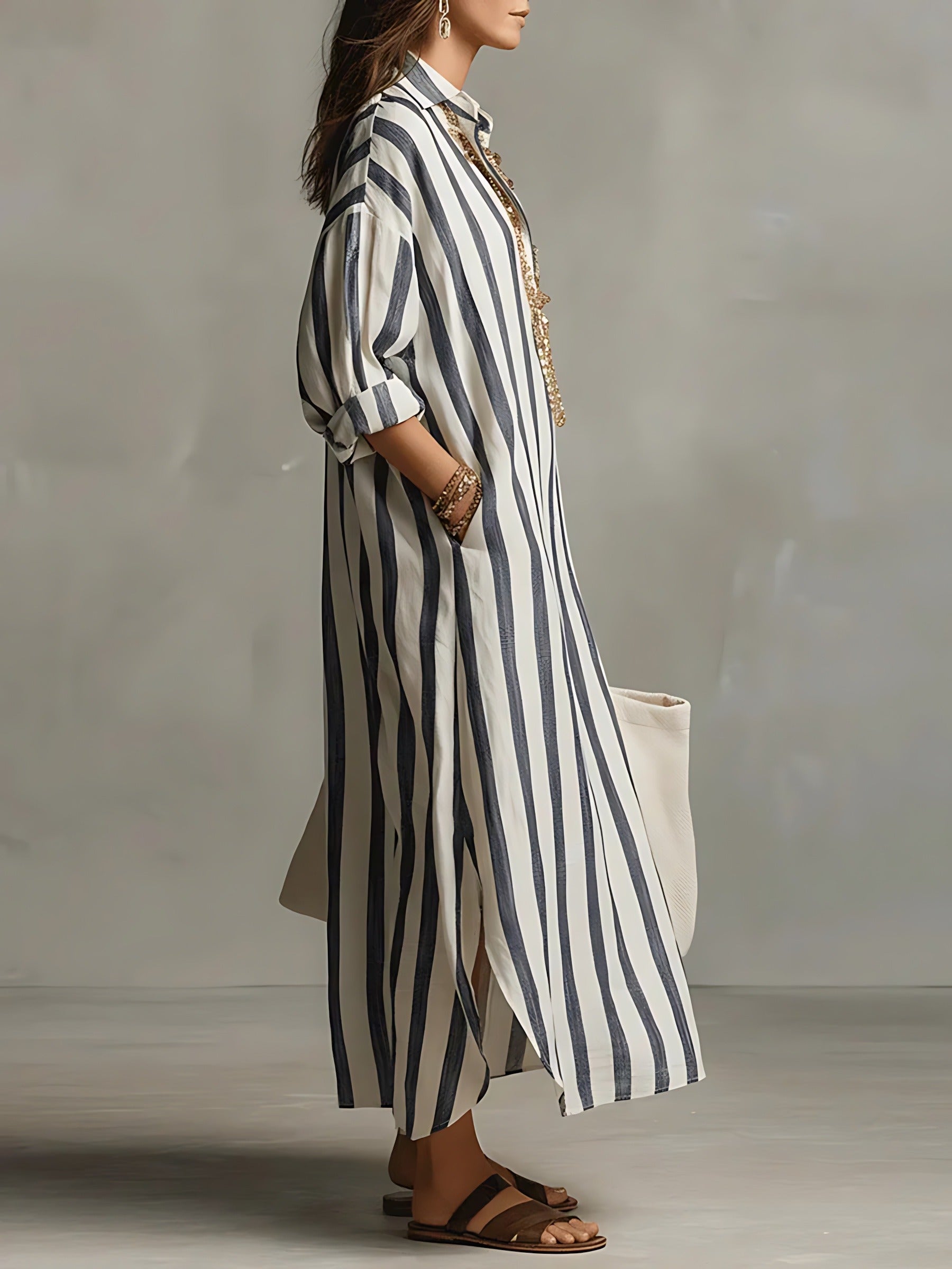 Striped Maxi Shirt Dress