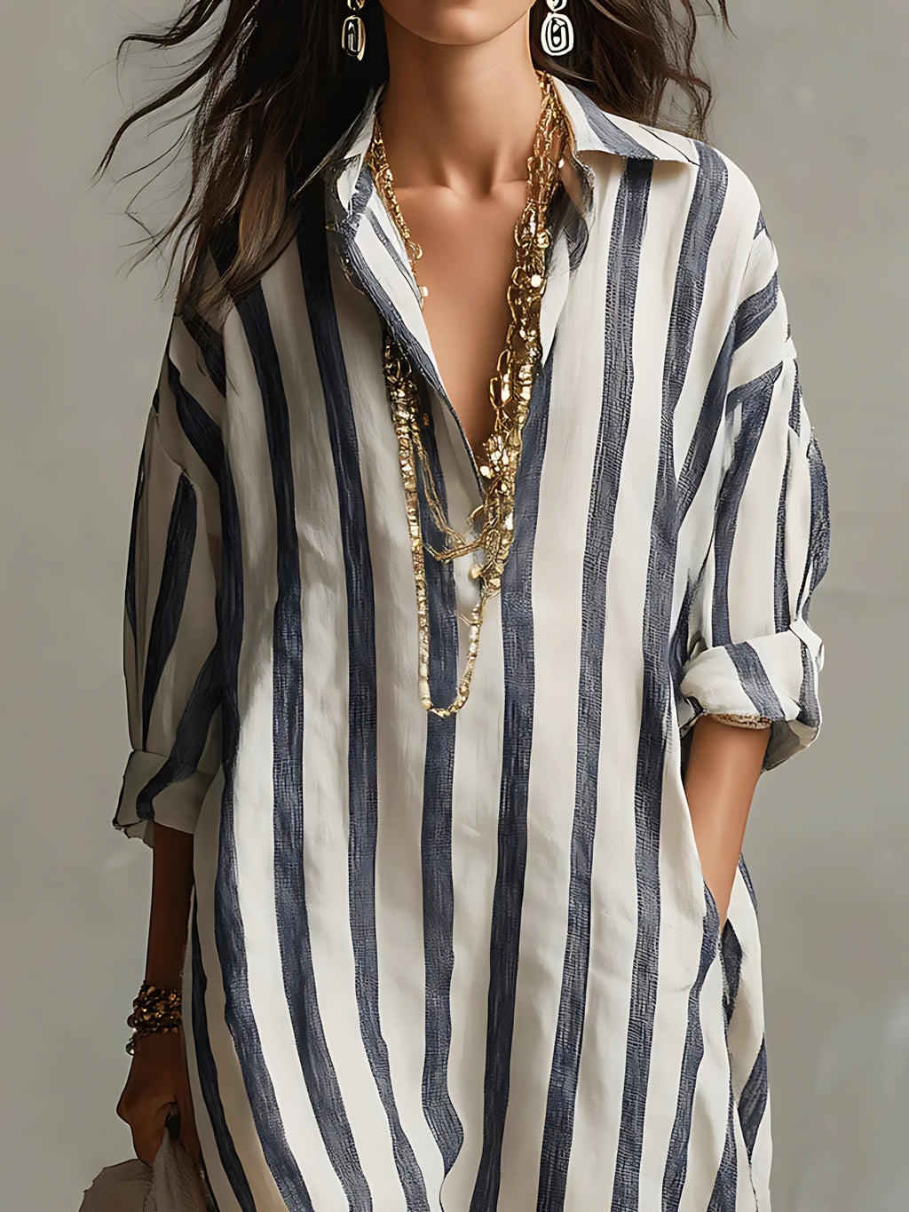 Striped Maxi Shirt Dress