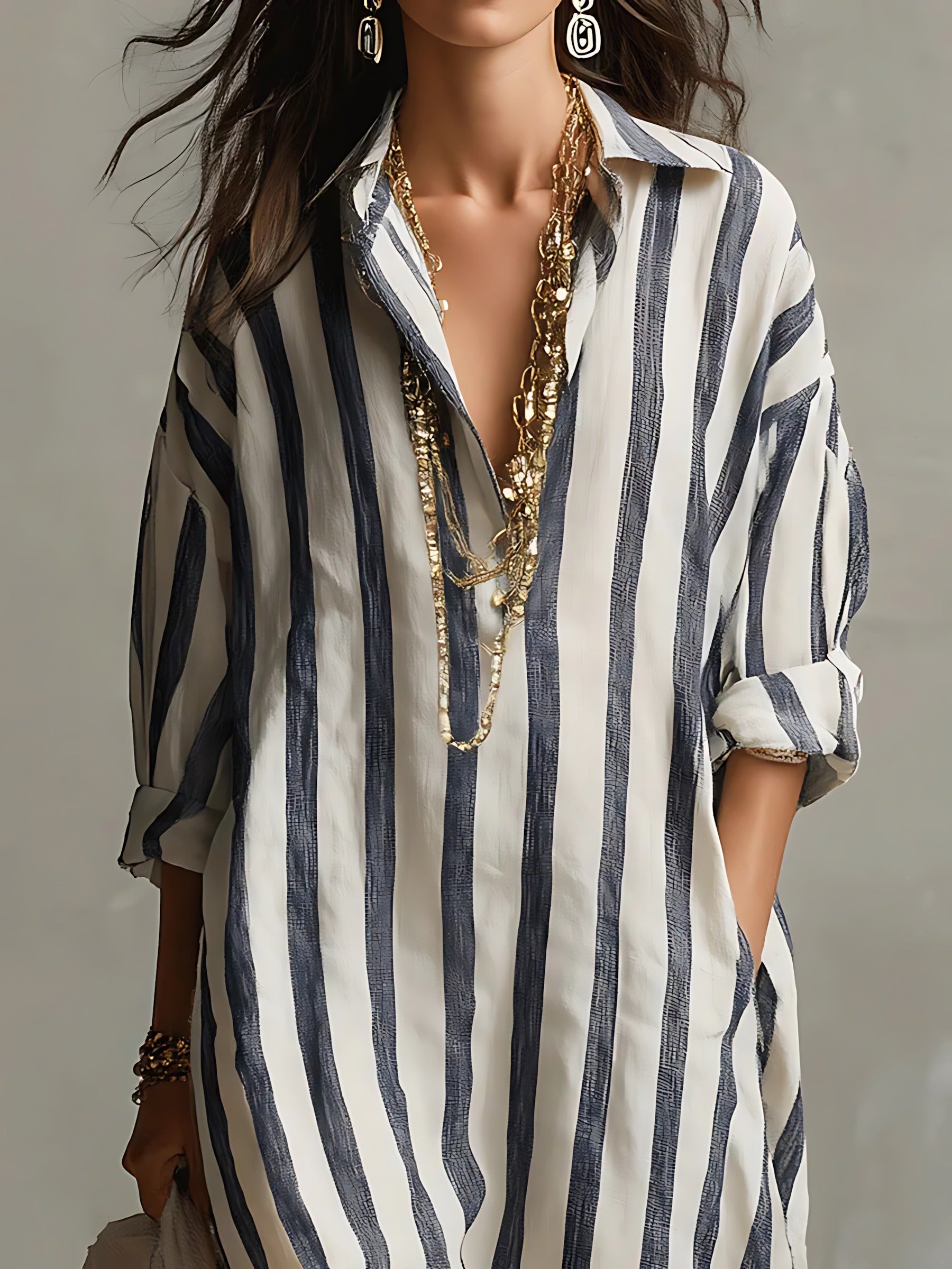 Striped Maxi Shirt Dress