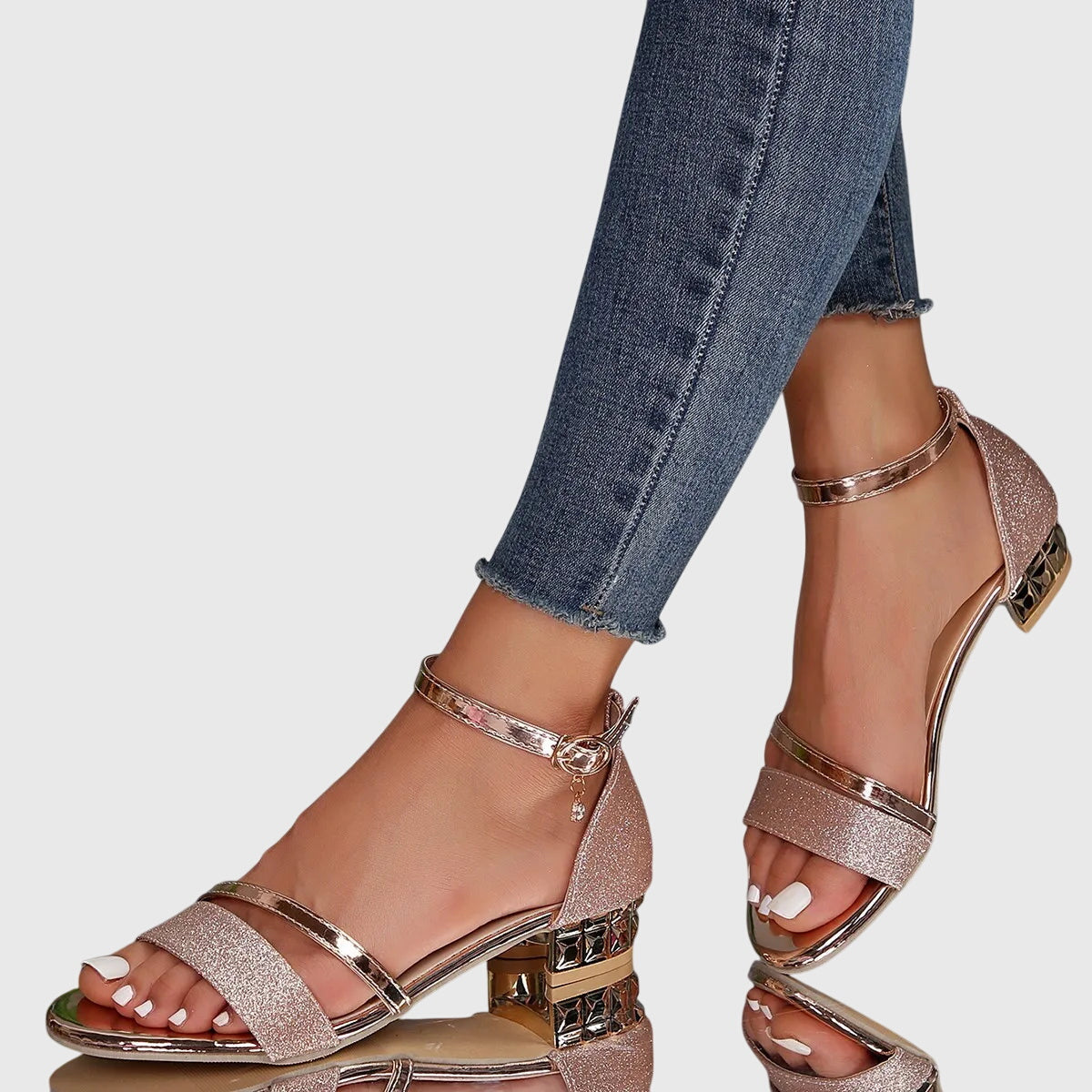 Tessa Women's Ankle Strap Block Heel Sandals 5