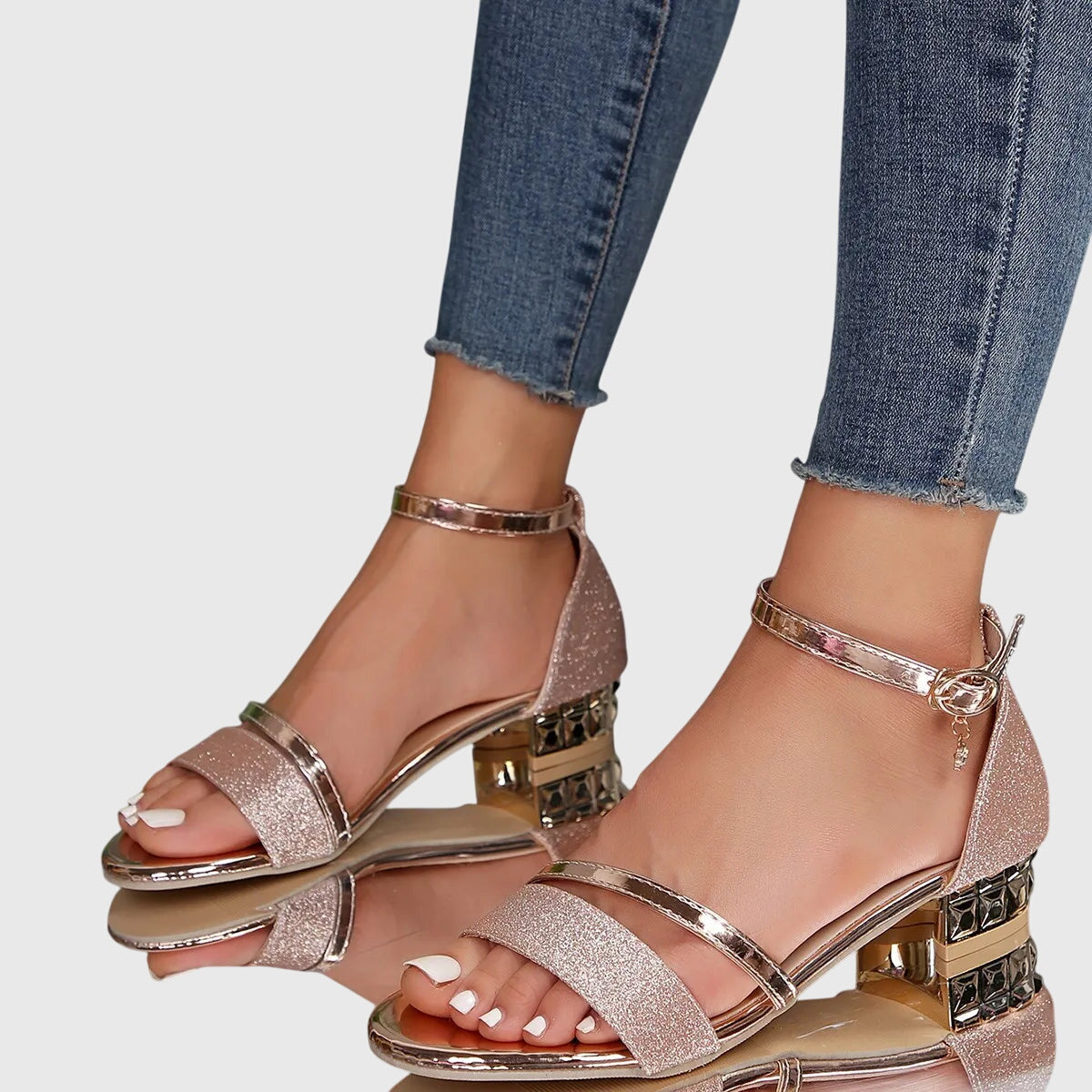 Tessa Women's Ankle Strap Block Heel Sandals 6