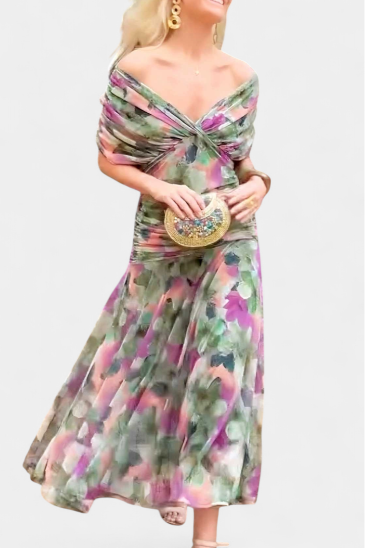 Tessa Women's Printed Off Shoulder Midi Dress 10