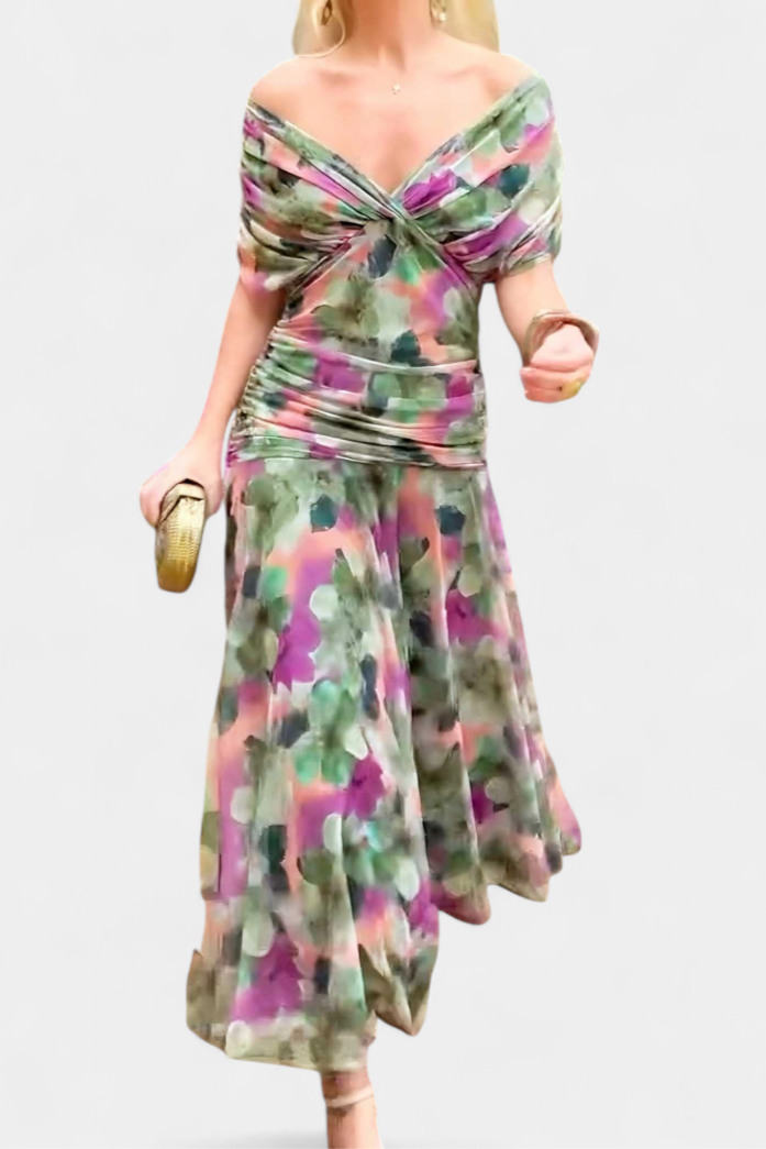 Tessa Women's Printed Off Shoulder Midi Dress 2