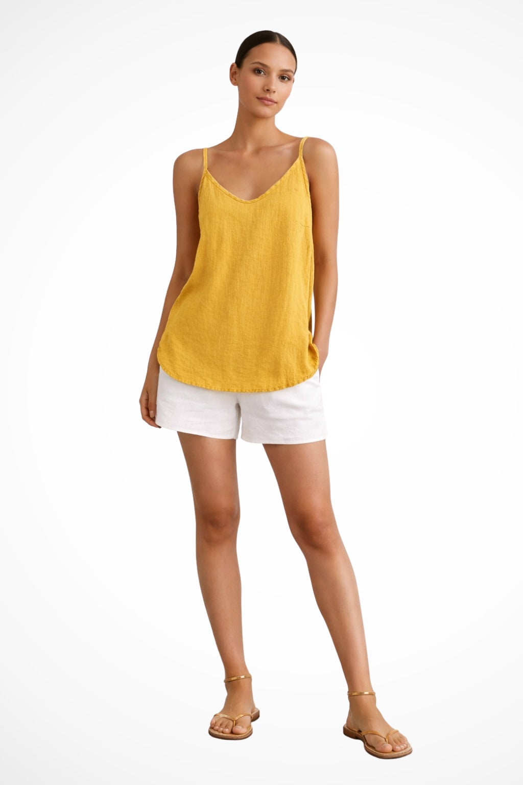 V Neck Tank Top - Yellow