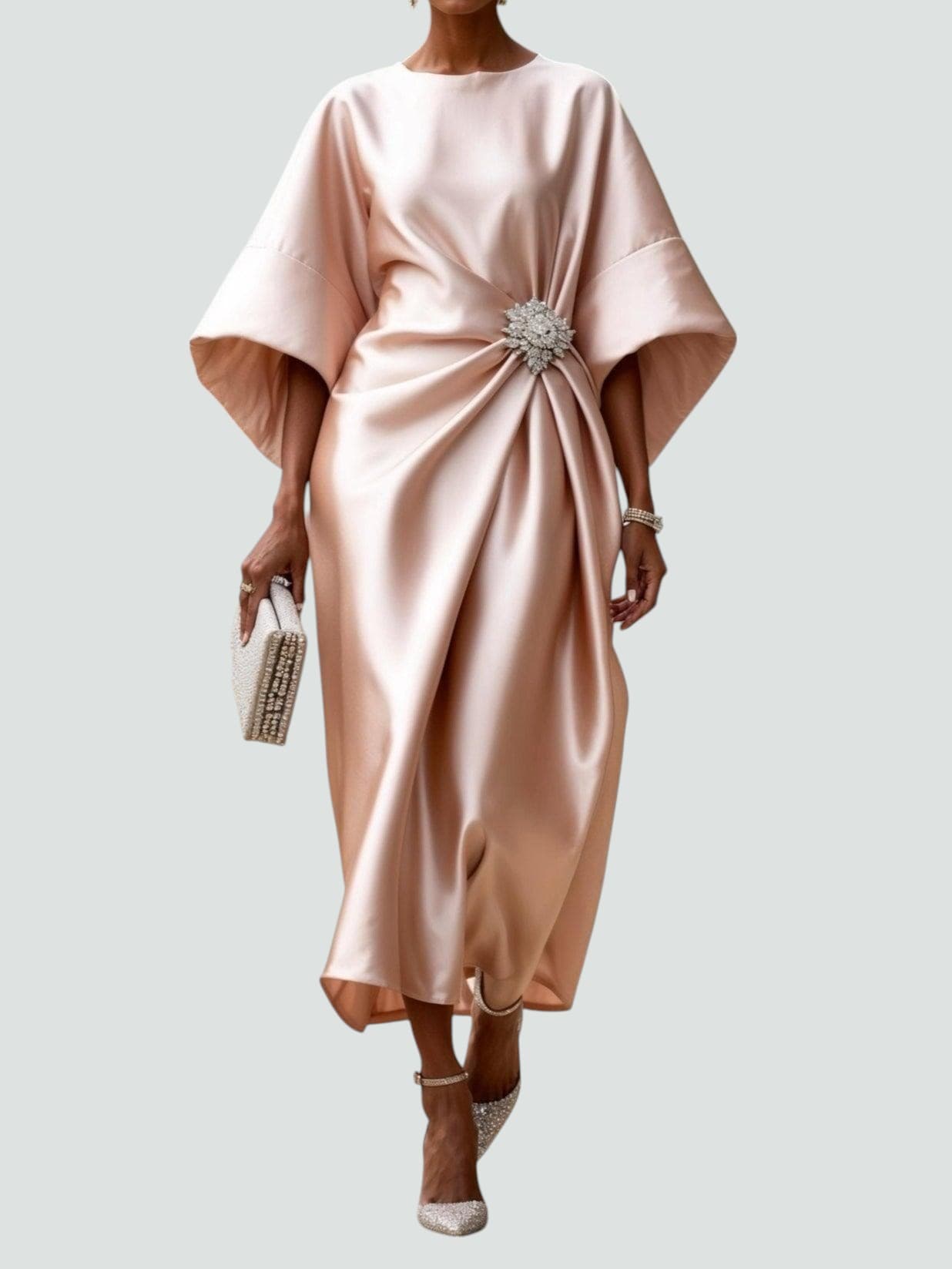 Victoria Women's Satin Wrap Midi Dress 5