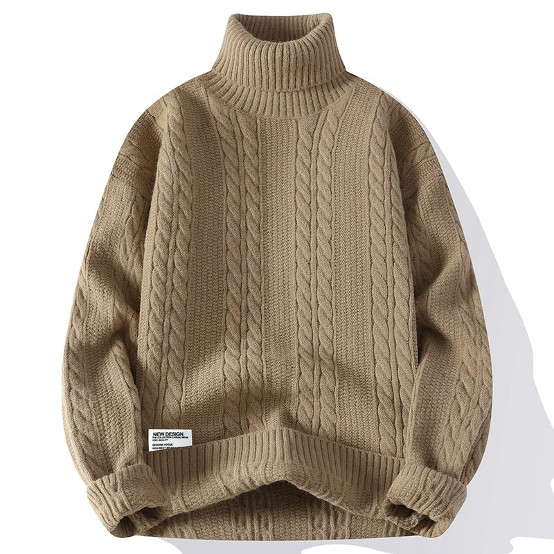 Vincent Men's Cable Knit Turtleneck Sweater 1