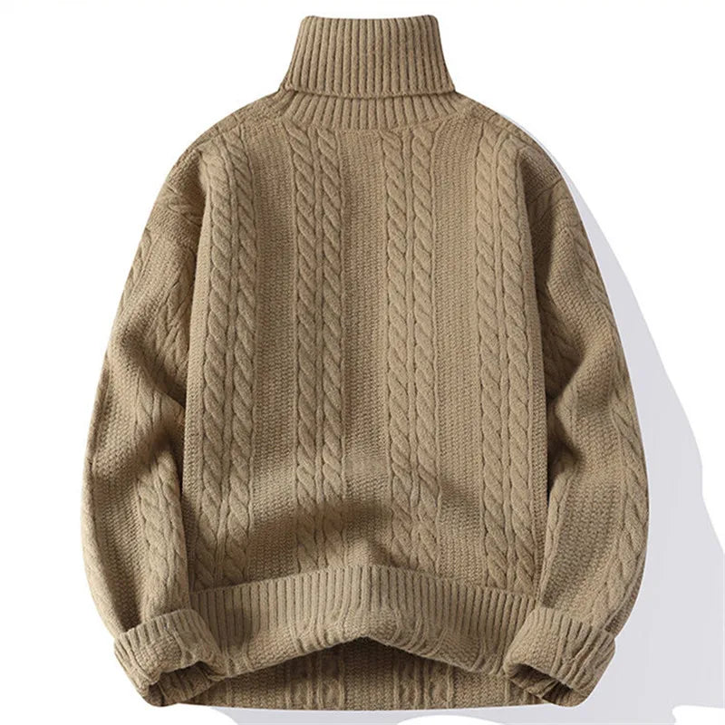 Vincent Men's Cable Knit Turtleneck Sweater 5