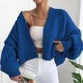Women's Chunky Knit Cropped Cardigan - Blue