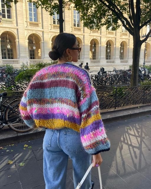 Women's Chunky Knit Cropped Cardigan - Purple