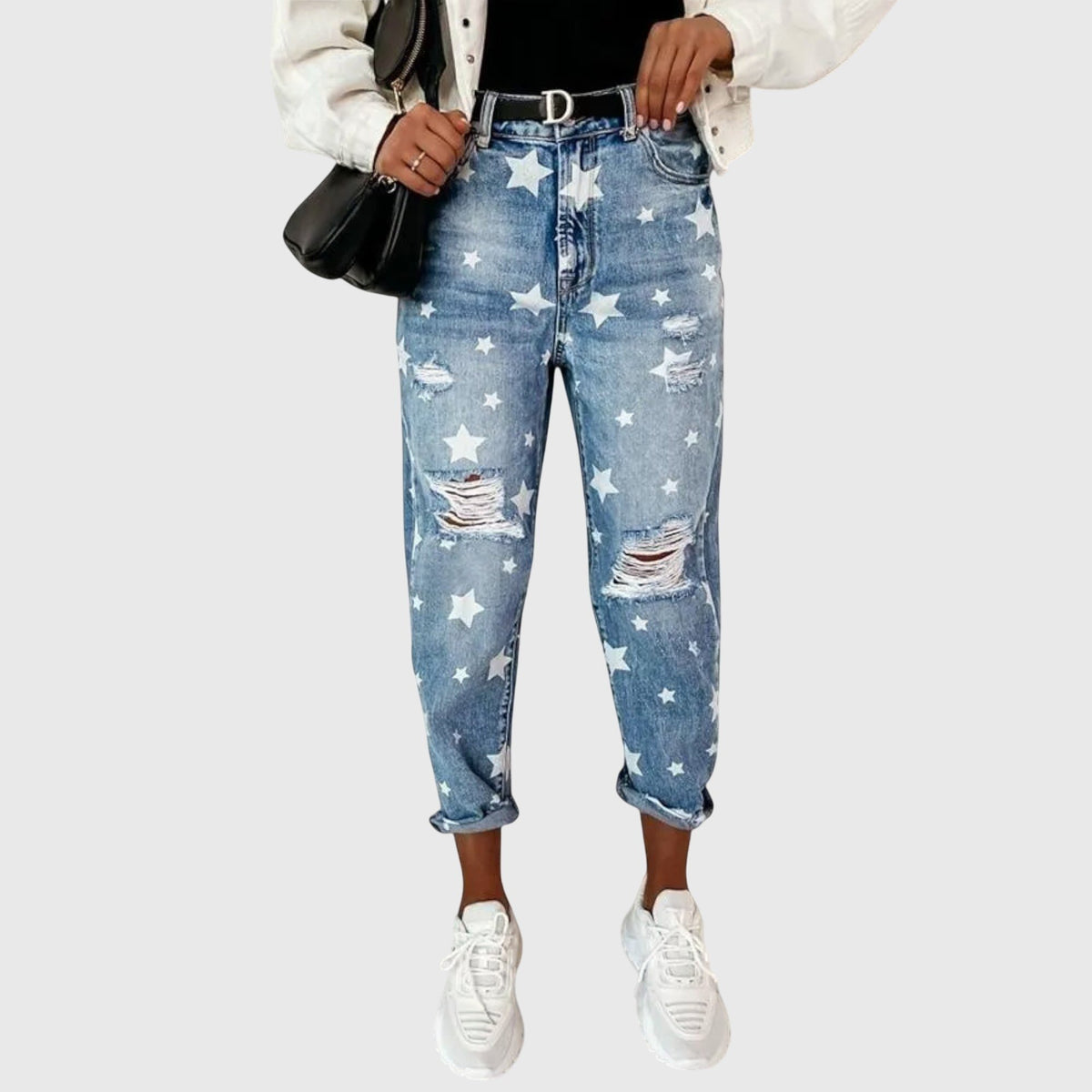 Women's High-Waisted Mom Jeans - Blue