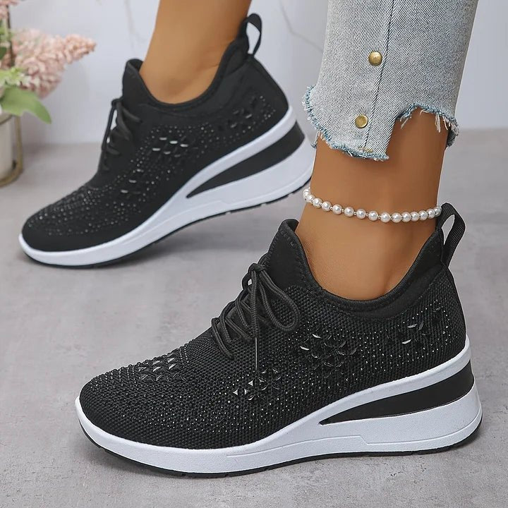 Women's Knit Platform Sneakers - Black