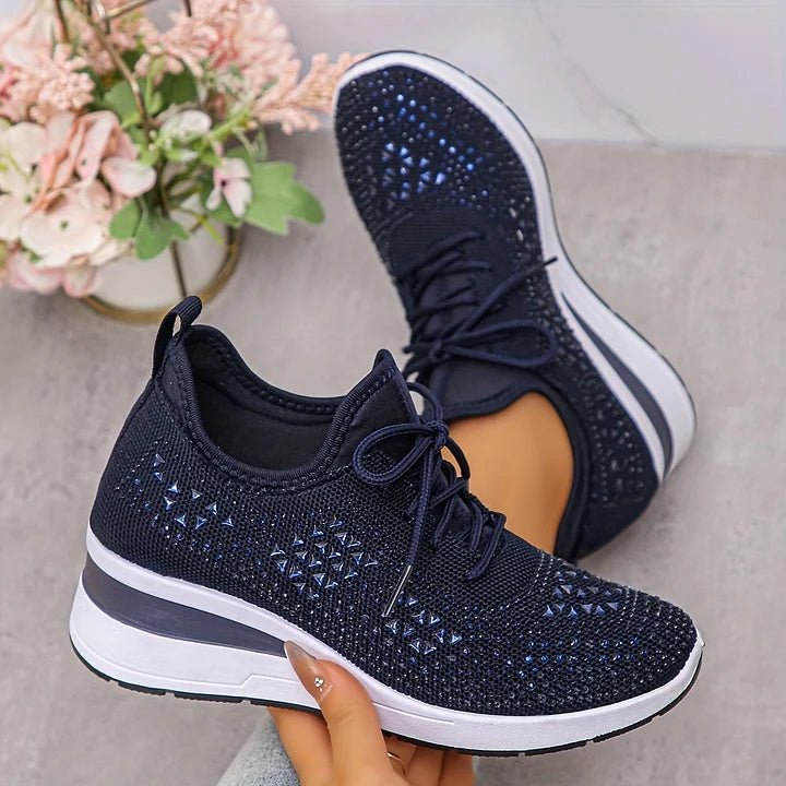 Women's Knit Platform Sneakers - Navy Blue
