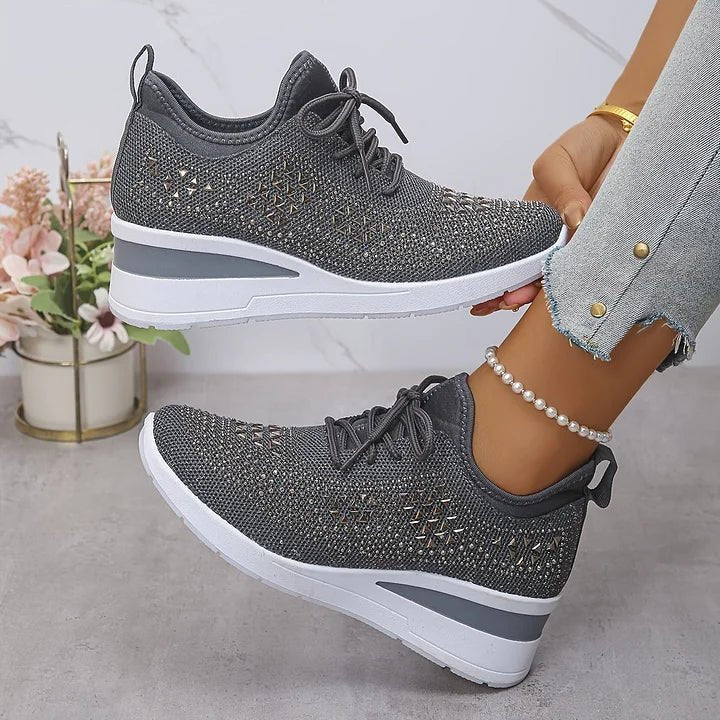 Women's Knit Platform Sneakers - Grey