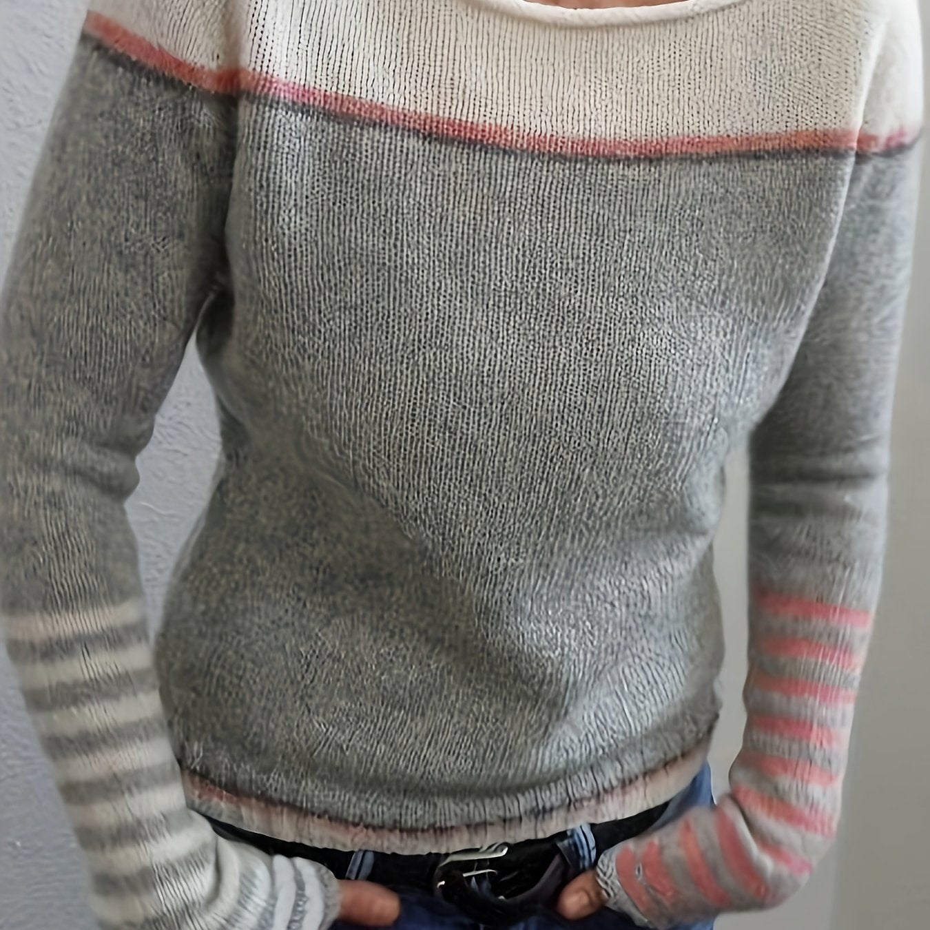 Women's Knit Sweater - Silvery Grey