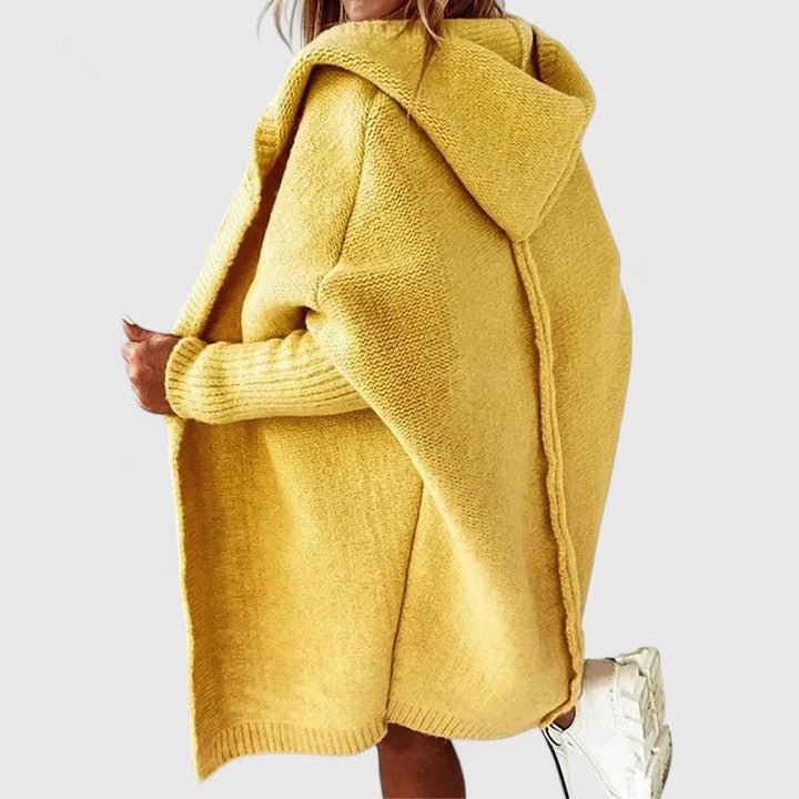 Women's Oversized Hooded Knit Cardigan - Yellow