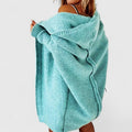Women's Oversized Hooded Knit Cardigan - Blue
