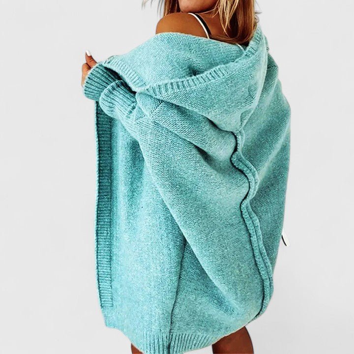 Women's Oversized Hooded Knit Cardigan - Blue