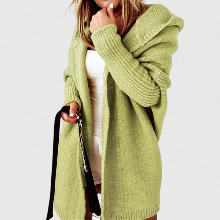 Women's Oversized Hooded Knit Cardigan - Green