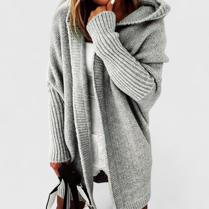 Women's Oversized Hooded Knit Cardigan - Gray