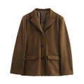 Women's Oversized Suede Blazer - Dark Brown