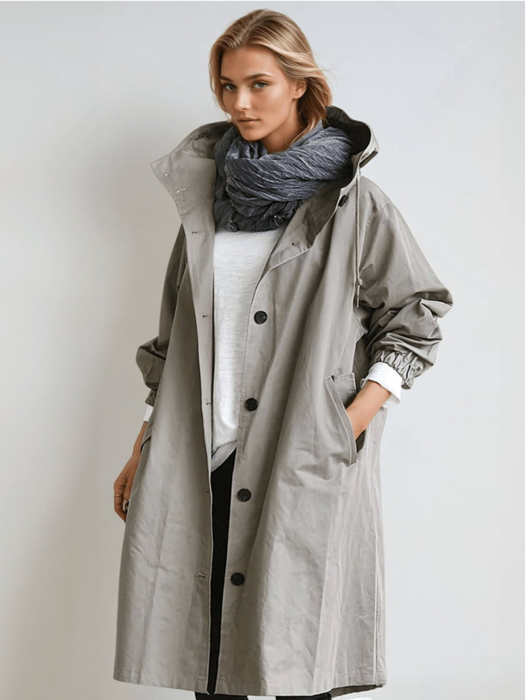 Women's Oversized Trench Coat - Gray