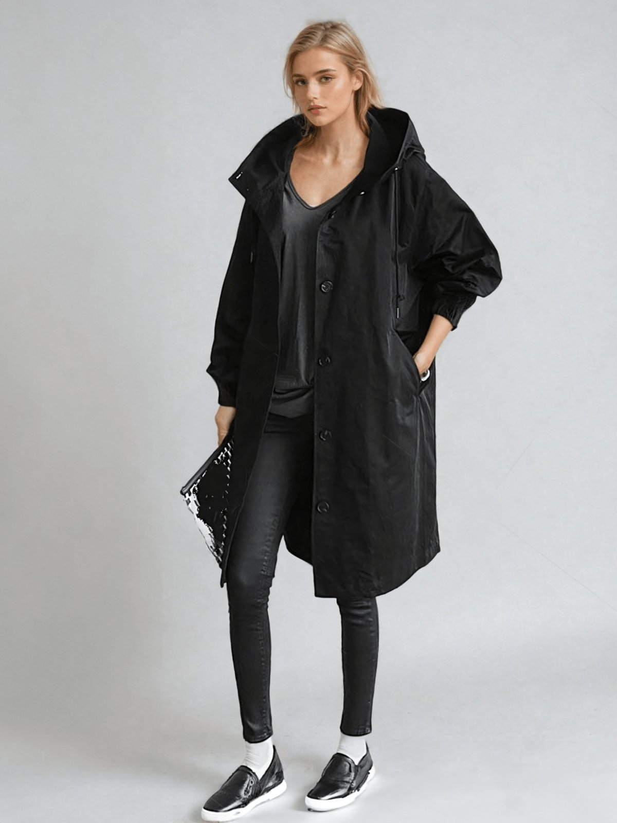 Women's Oversized Trench Coat - Black
