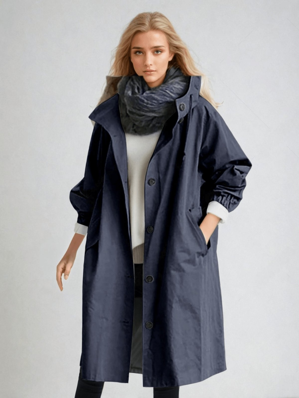 Women's Oversized Trench Coat - Navy blue