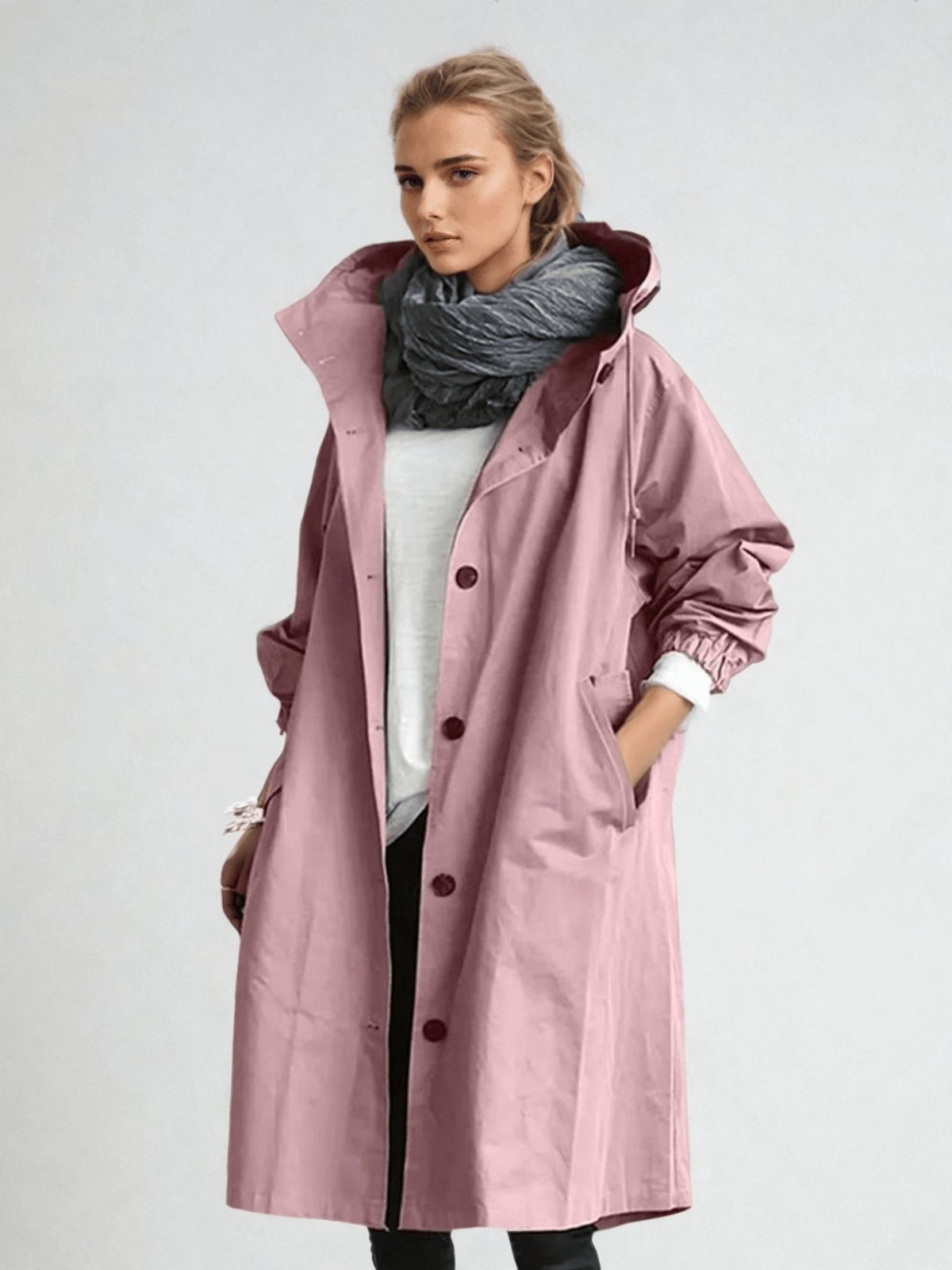 Women's Oversized Trench Coat - Pink