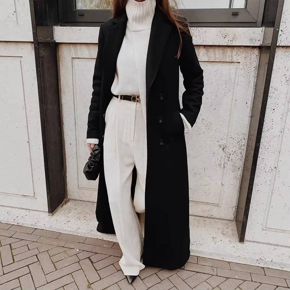 Women's Oversized Wool Maxi Trench Coat - S