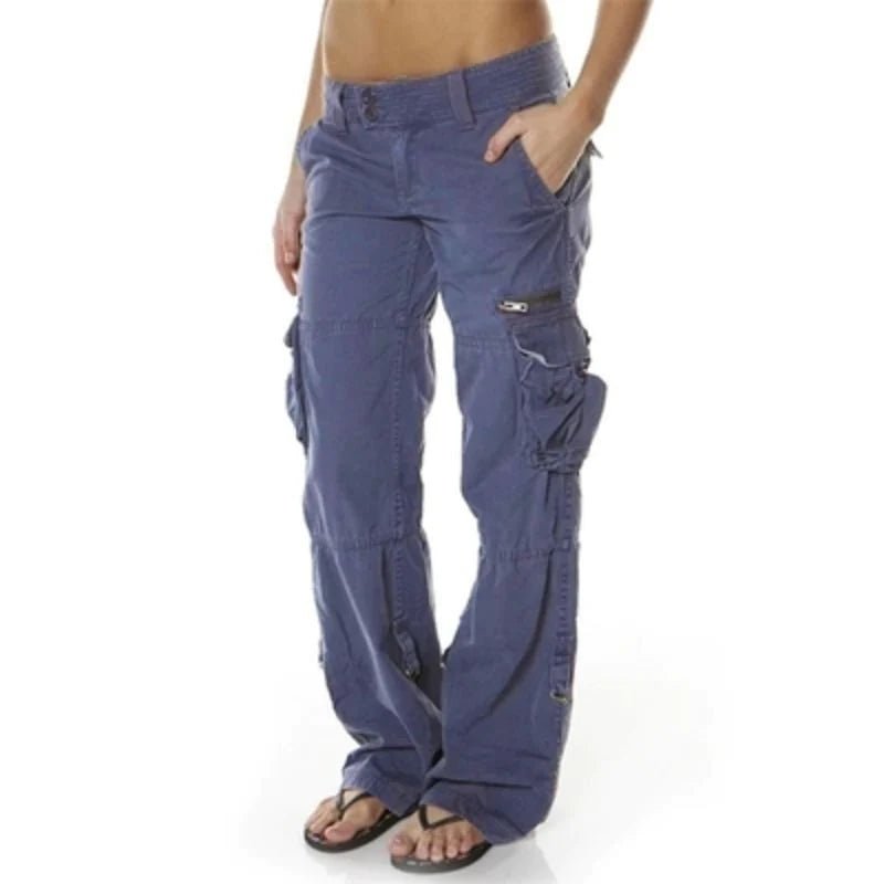 Women's Straight Cargo Pants - Blue