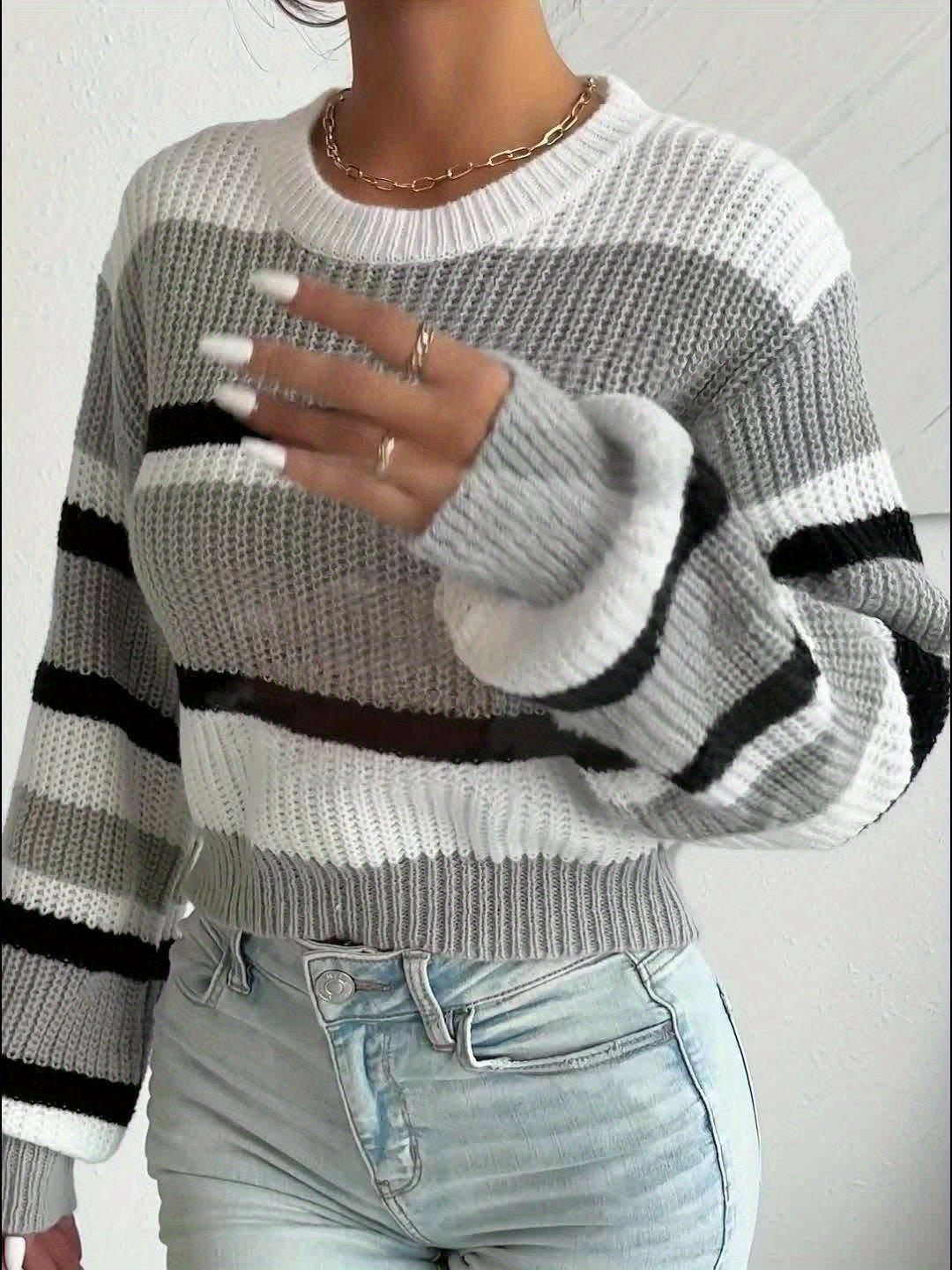 Women's Striped Cropped Sweater