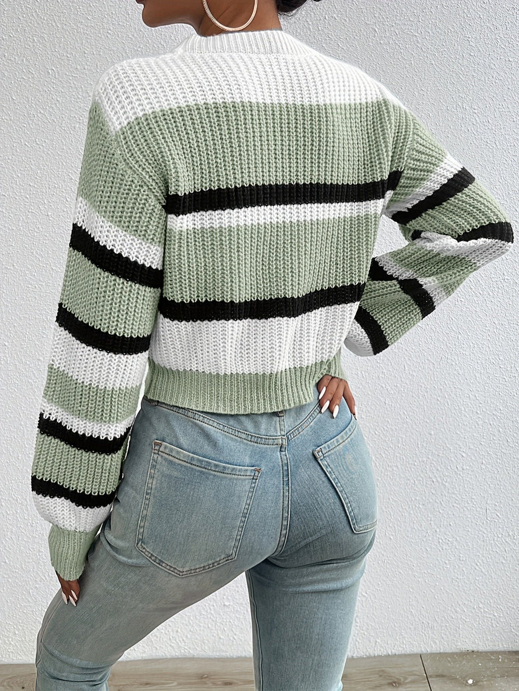 Women's Striped Cropped Sweater