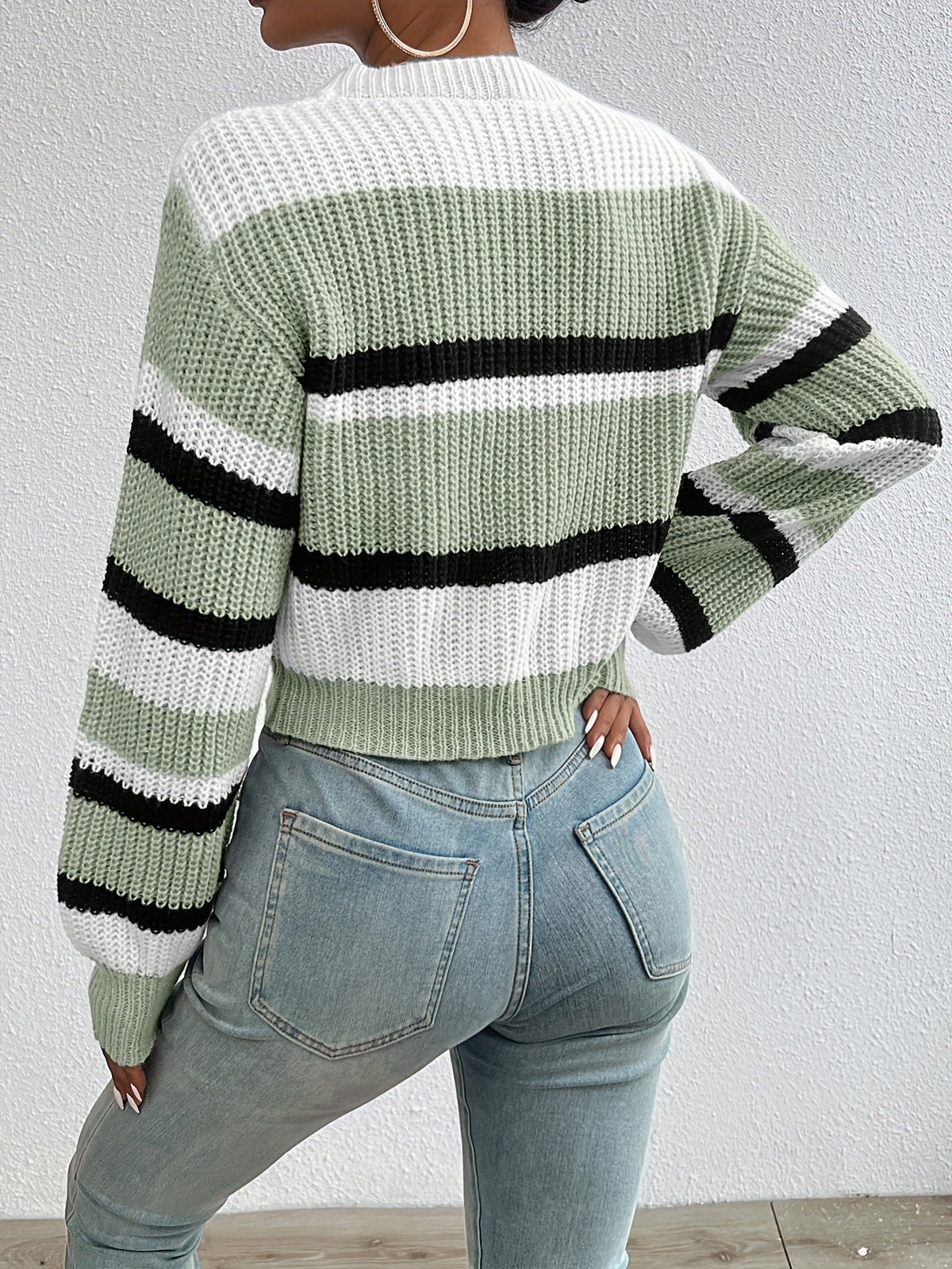 Women's Striped Cropped Sweater
