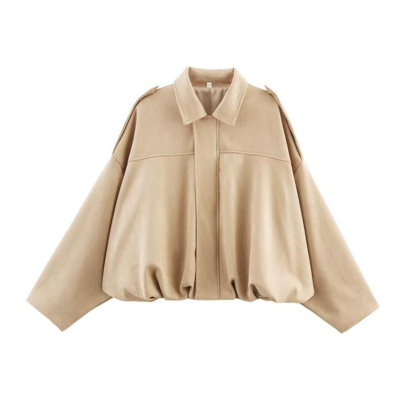 Women's Suede Cropped Jacket - Beige