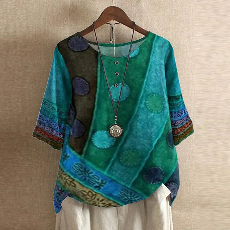 Vivian Women's Floral Embroidered Linen Blouse 3