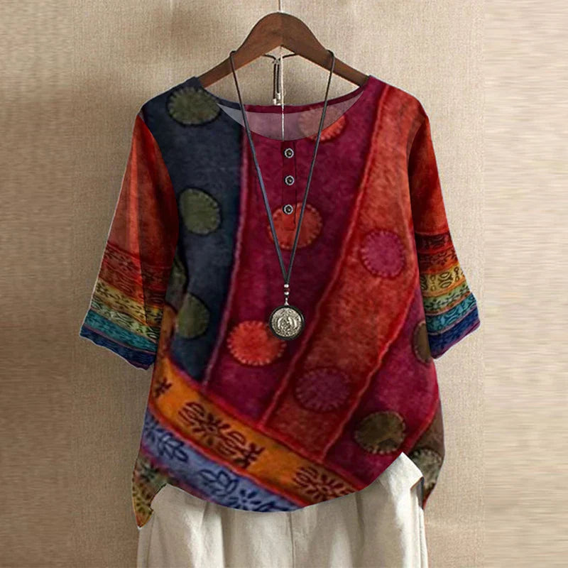 Vivian Women's Floral Embroidered Linen Blouse 4