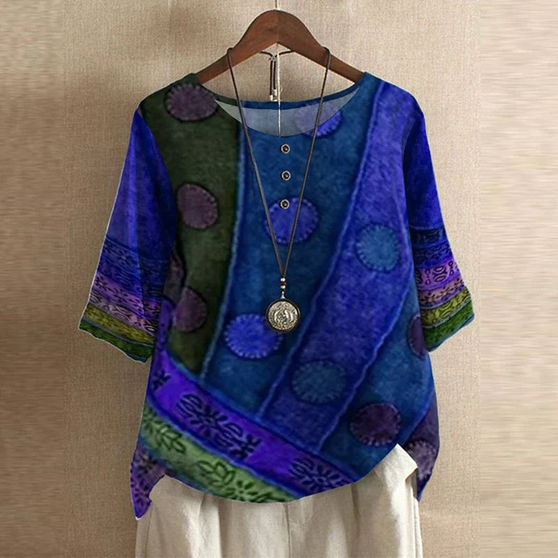 Vivian Women's Floral Embroidered Linen Blouse 5