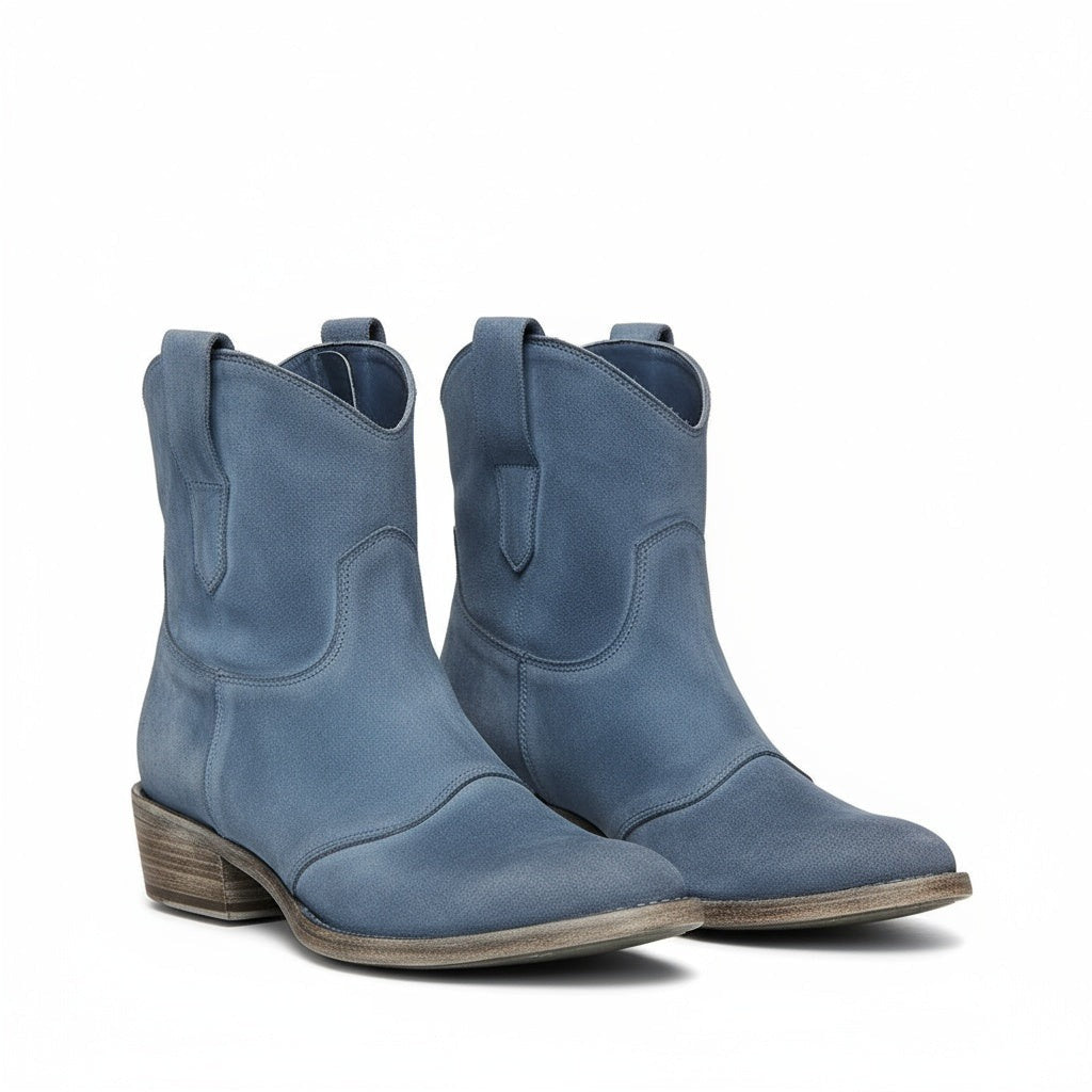 Western Ankle Boots - Blue