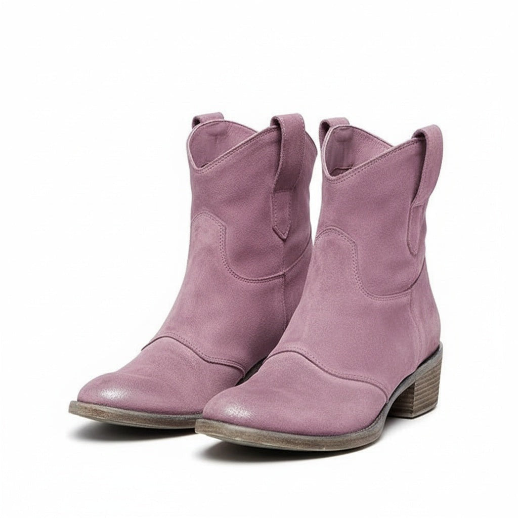 Western Ankle Boots - Pink
