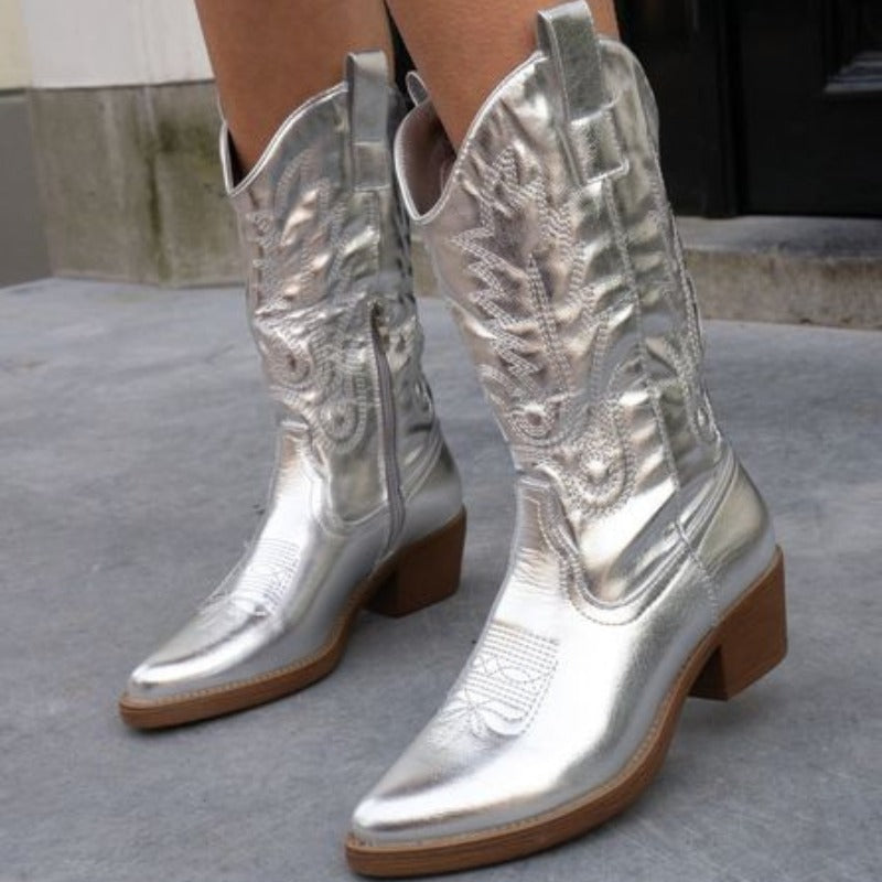Western Cowboy Boots - Silver