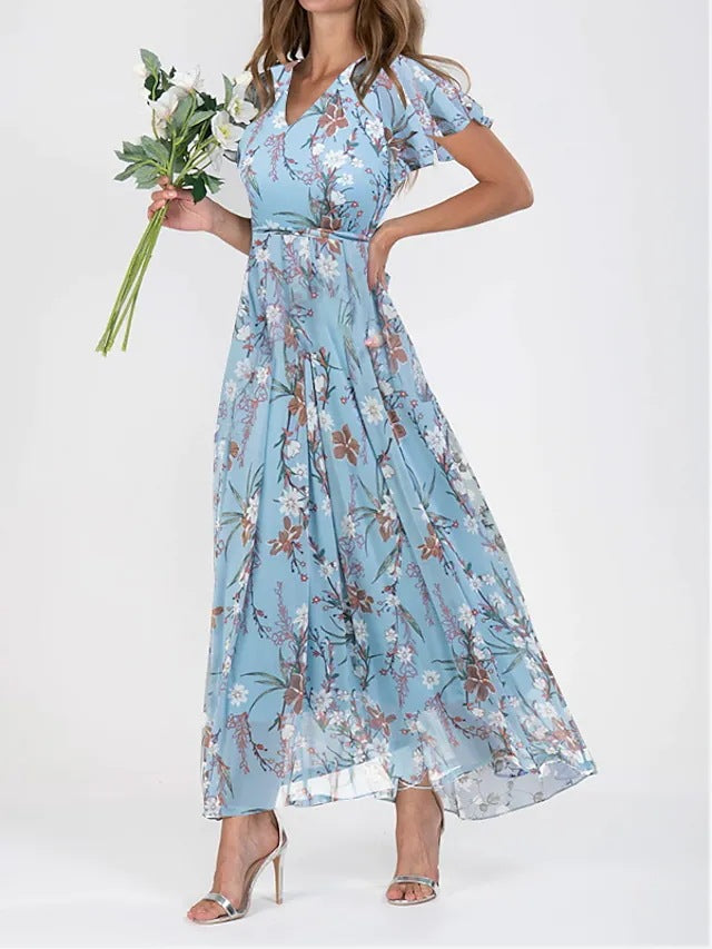 Whitney Women's Floral Chiffon Maxi Dress 6